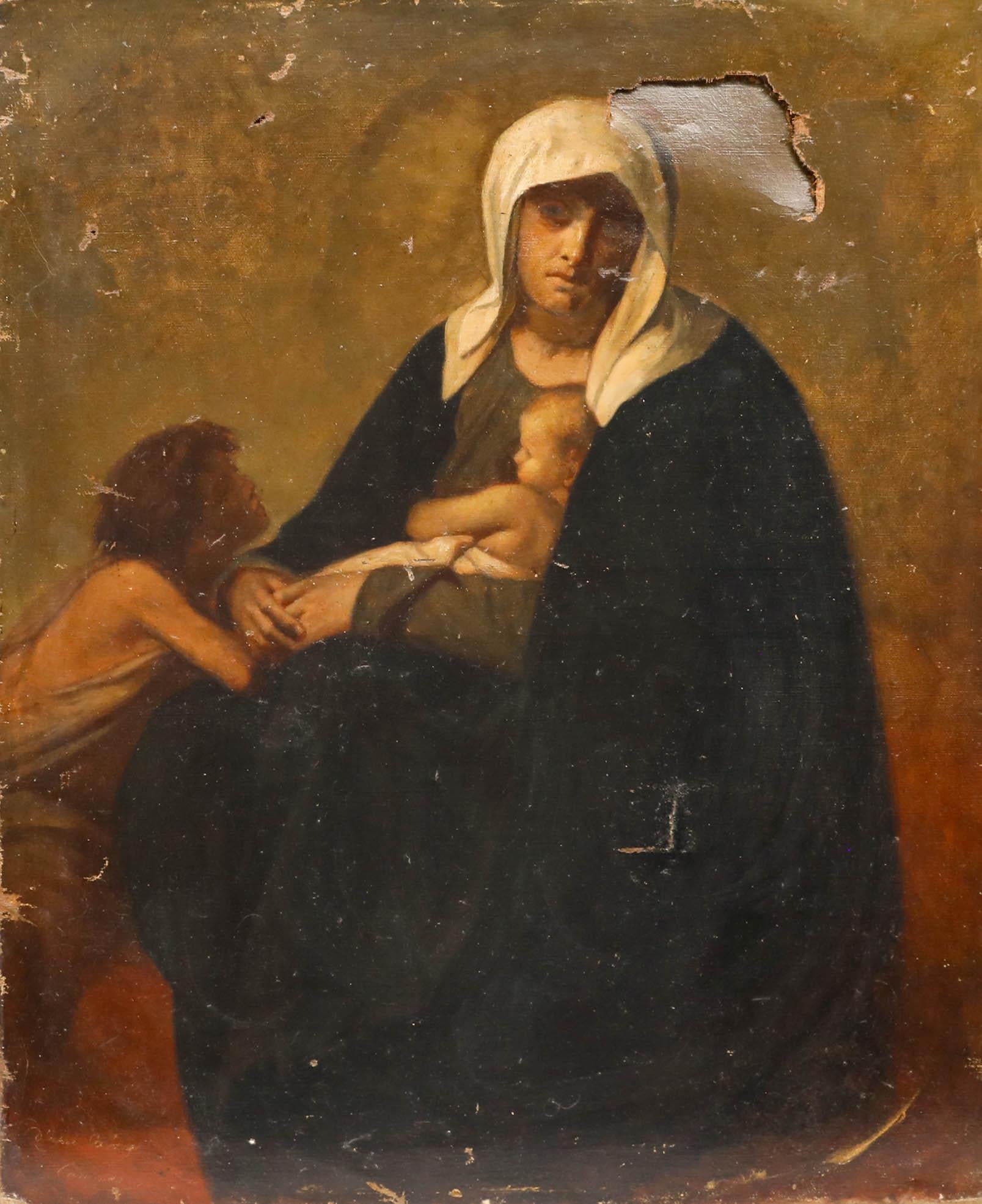 After Alexandre Cabanel (1823-1989) - For Restoration Oil, Virgin & Child - Painting by Unknown
