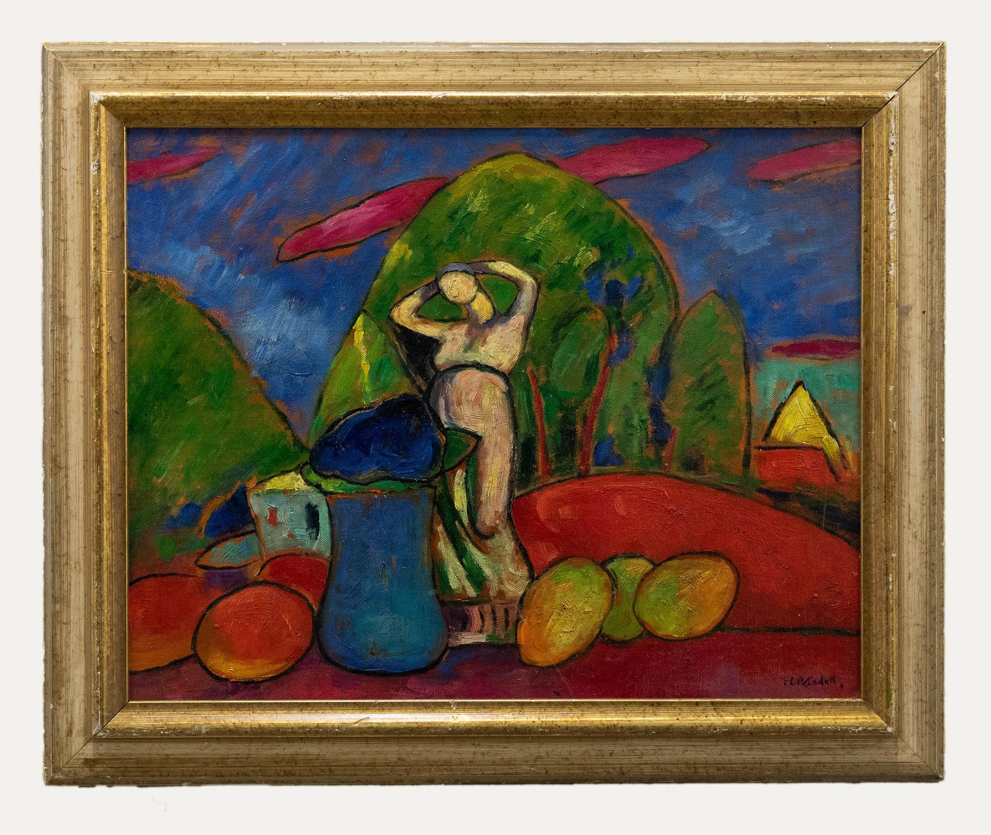 Unknown Abstract Painting – Nach Alexej von Jawlensky – Ölgemälde, Red Highlands, 20. Jahrhundert, Rotes Hochland