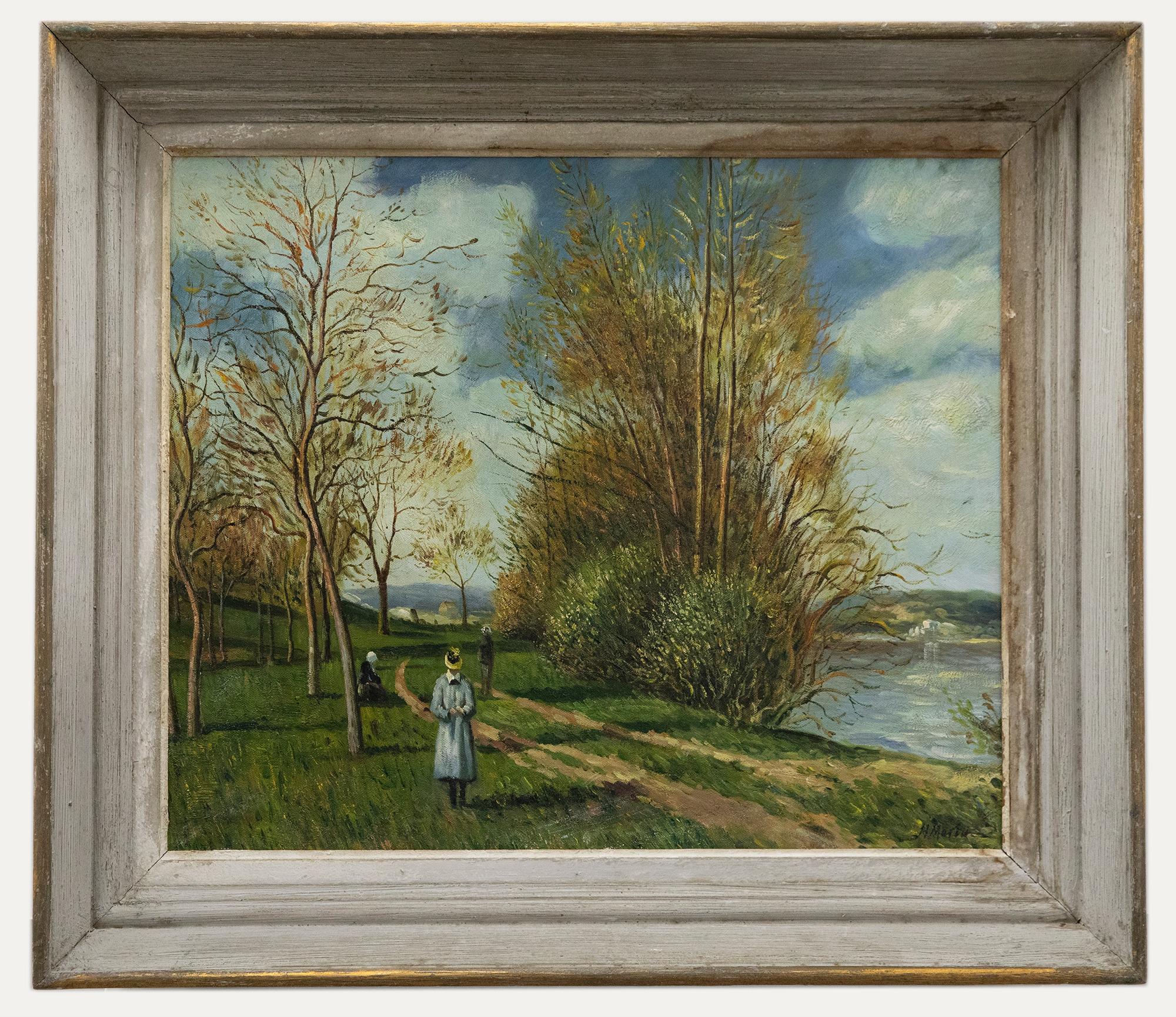 Unknown Landscape Painting - After Alfred Sisley (1839-1899) - 20th Century Oil, The Small Meadows in Spring