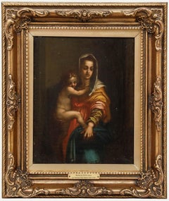 Inspirado en Andrea Del Sarto (1486-1530) - Óleo enmarcado del siglo XIX, «Madonna delle Arpie»