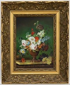 Dopo Anne Vallayer-Coster - Olio del XX secolo con cornice, Fiori barocchi