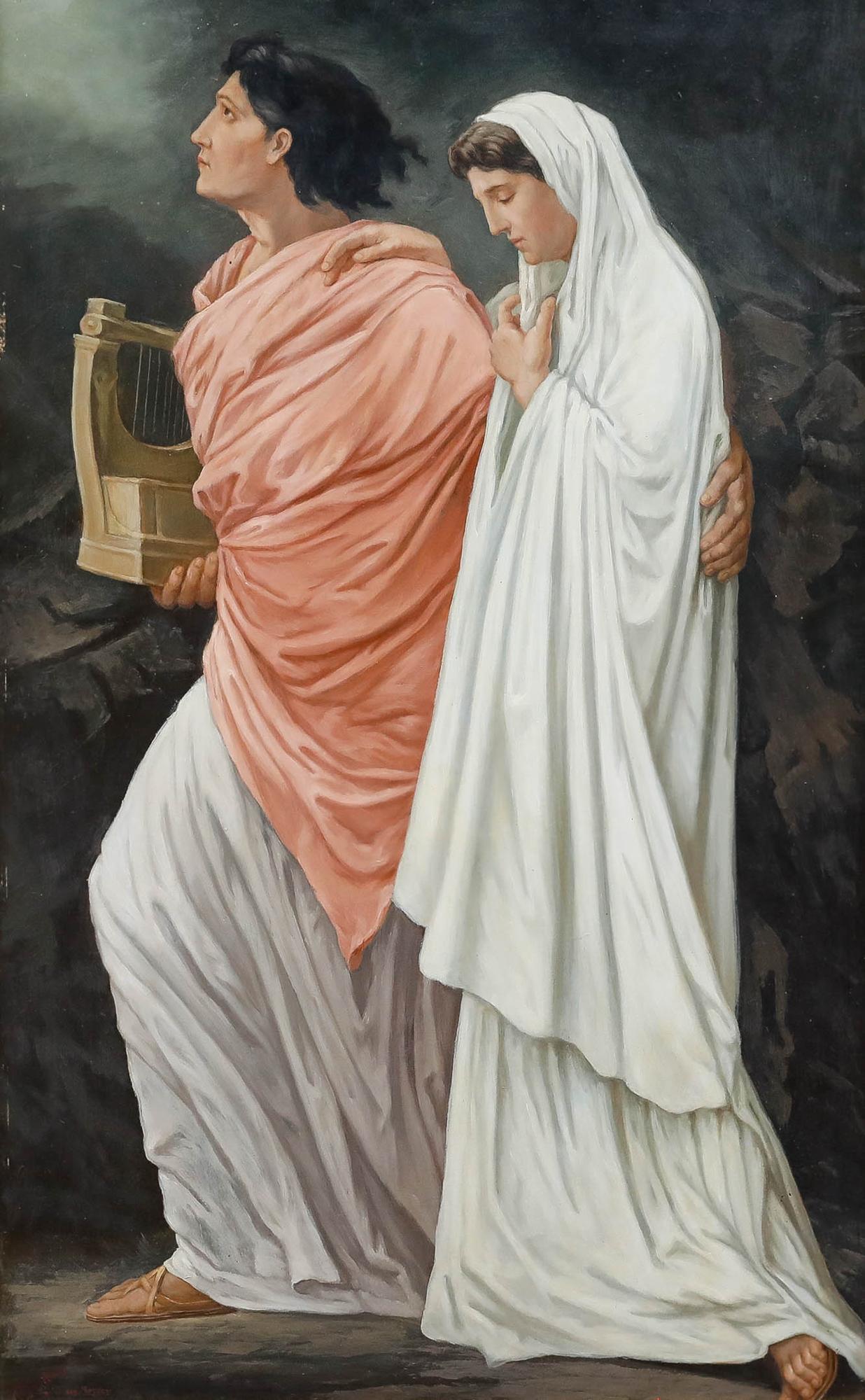 After Anselm Feuerbach - 20th Century Oil, Orpheus and Eurydice - Painting by Unknown