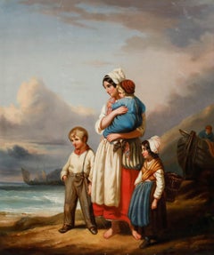 Basado en una obra de Auguste Delacroix (1809-1868) — Óleo de mediados del siglo XIX, «A la espera de su regreso»