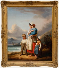 Basado en una obra de Auguste Delacroix (1809-1868) — Óleo de mediados del siglo XIX, «A la espera de su regreso»