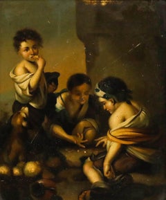 After Bartolome Esteban Murillo (1618-1682) - Oil, Three Boys Playing Dice