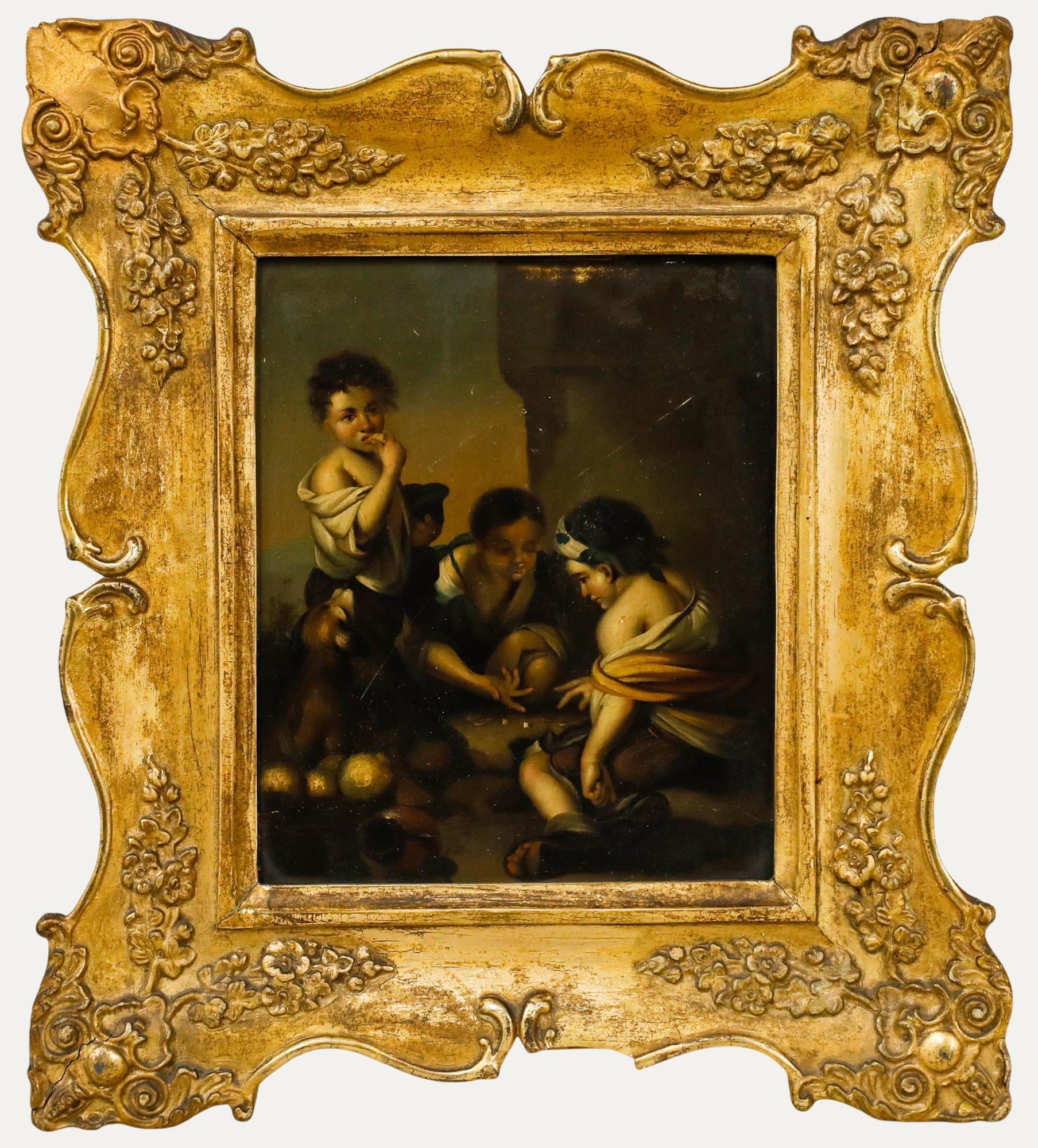 After Bartolome Esteban Murillo (1618-1682) - Oil, Three Boys Playing Dice