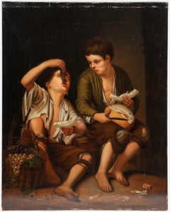 Dopo Bartolome Esteban Murillo - Olio, bambini che mangiano uva e un melone