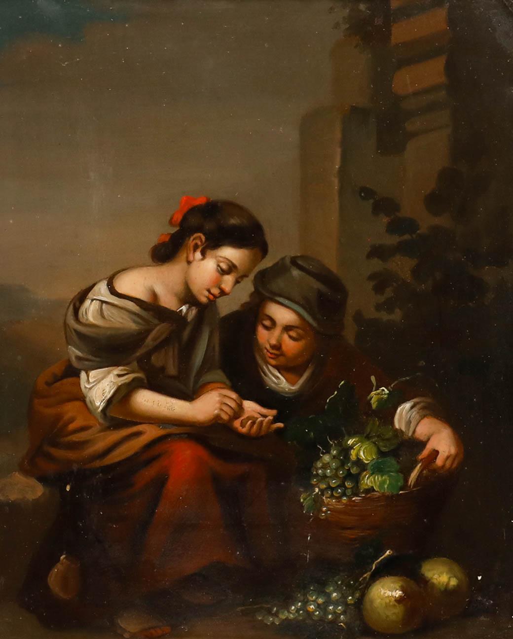 After Bartolome Esteban Murrillo - 20th Century Oil, The Little Fruit Seller - Painting by Unknown