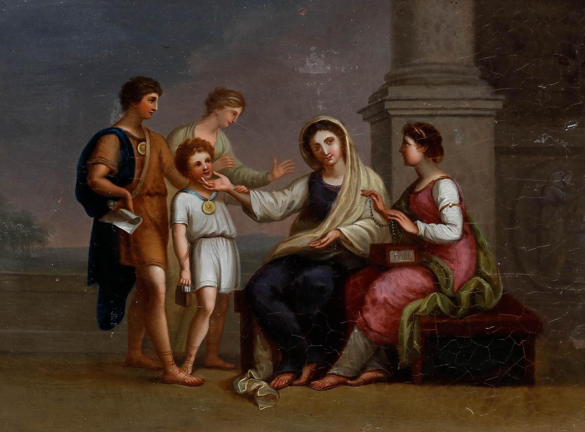 After Benjamin West PRA (1738-1820) -19th Century Oil, Cornelia and Her Children - Painting by Unknown