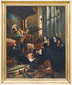 After Carl Werner - Framed Early 20th Century Oil, Nuns Under Siege
