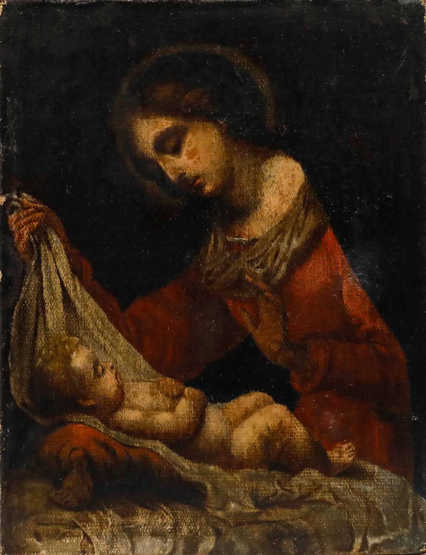 D'après Carlo Dolci - 18e siècle Huile, Vierge au voile - Painting de Unknown
