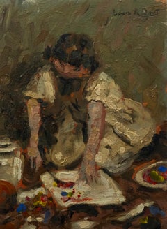 Nach Dame Laura Knight (1877-1970) – Ölgemälde, kleines Mädchen beim Spielen, Mitte des 20. Jahrhunderts