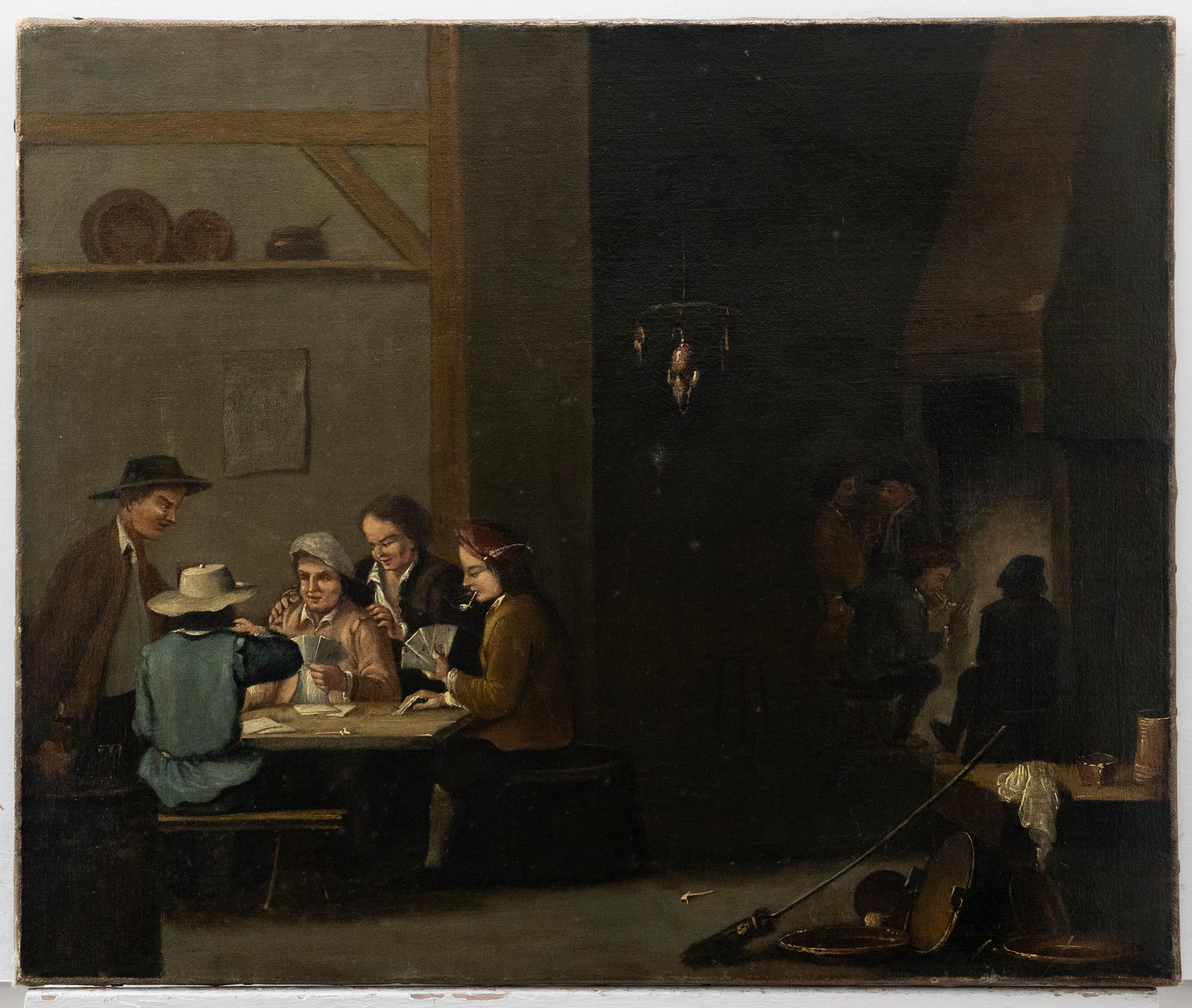 After David Teniers the Younger (1610-1690) - 19th Century Oil, Tavern Scene - Painting by Unknown