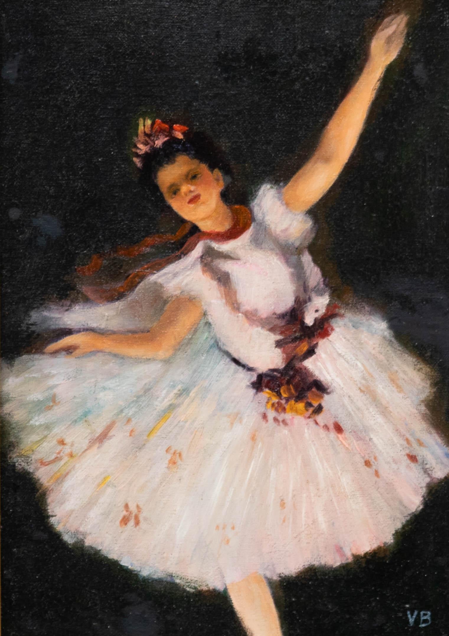 After Edgar Degas - Framed 20th Century Oil, Star Dancer (On Stage) - Painting by Unknown