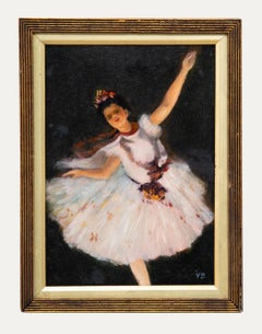 Nach Edgar Degas - Gerahmtes Ölgemälde des 20. Jahrhunderts, Stern Tänzerin (auf Bühne)