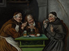 After Eduard von Grutzner - Early 20th Century Oil, Three Monks at a Table
