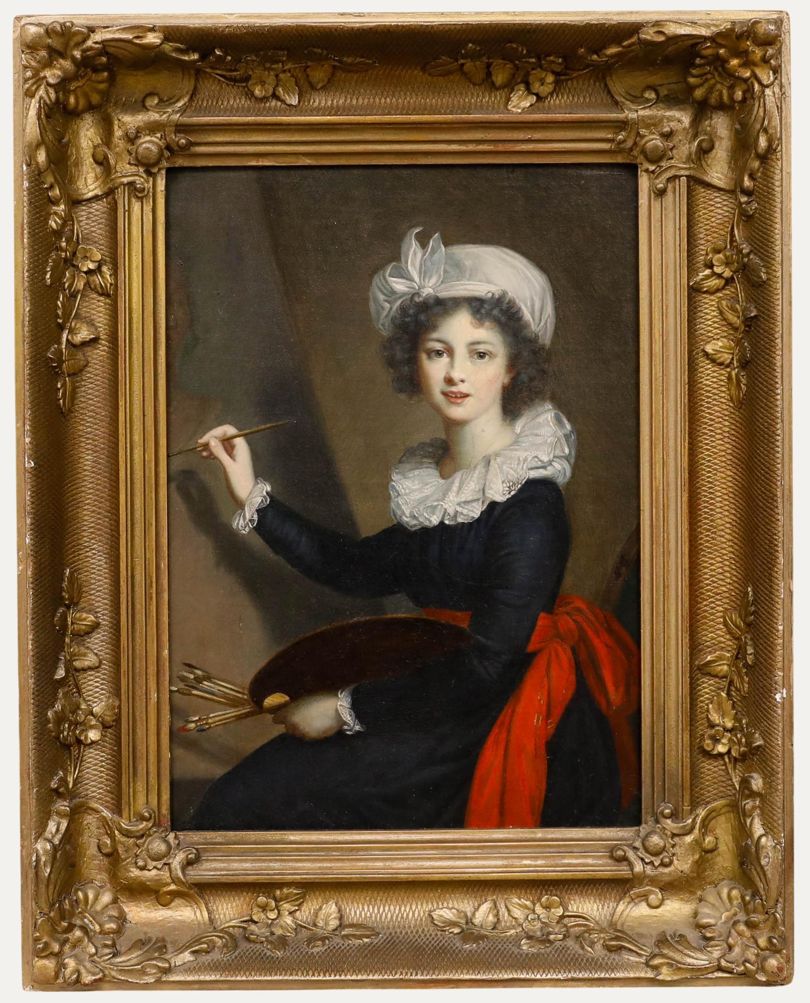 Unknown Portrait Painting – Nach Elisabeth Vigee Le Brun (1755-1842) - 19. Jahrhundert Öl, Selbstporträt