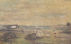 Nach Eugene Boudin (1824-1898) - Ölgemälde, Ein Tag am Strand, frühes 20. Jahrhundert