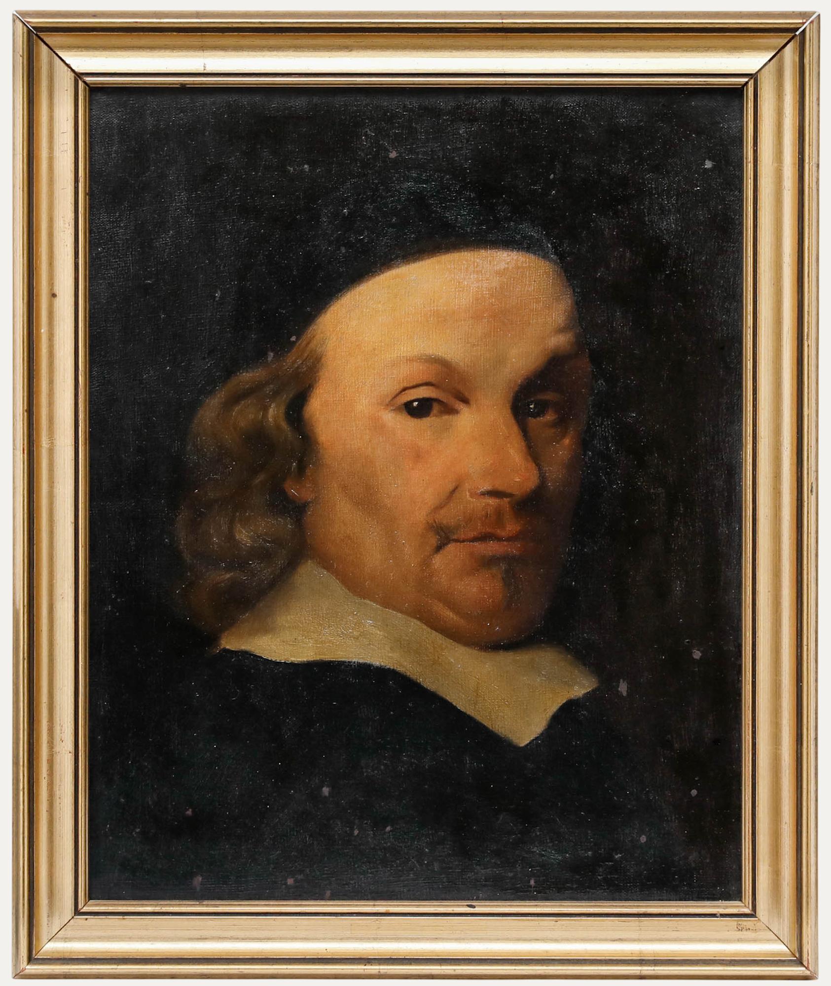 Unknown Portrait Painting – Nach Ferdinand Bol – Ölgemälde, Porträt eines Mathematikers, 19. Jahrhundert