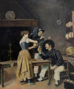 After Ferdinand Roybet (1840 -1920) - Oil, Two Soldiers in a Tavern