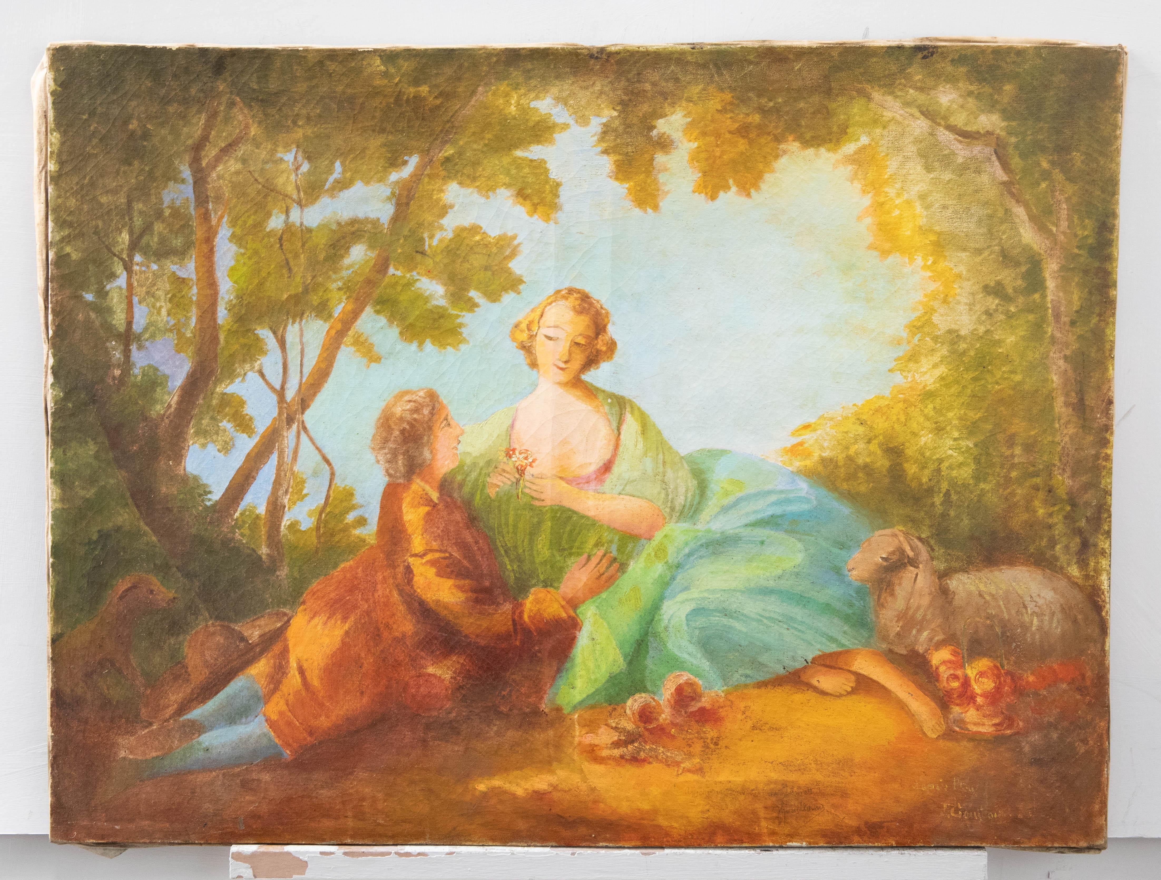After Francois Boucher - Mid 20th Century Oil, La Marotte - Painting by Unknown