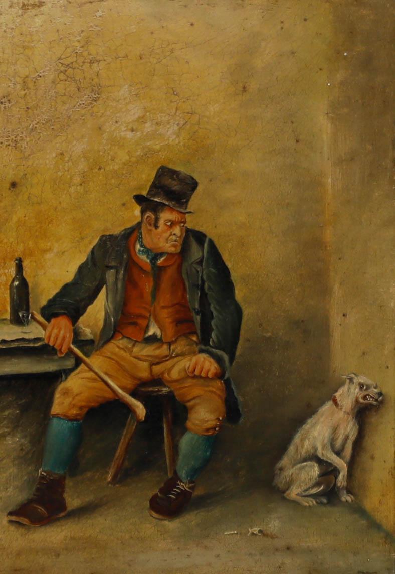 Nach Fred Barnard – Gerahmtes Ölgemälde, Bill Sikes und Bullseye, spätes 19. Jahrhundert, gerahmt – Painting von Unknown