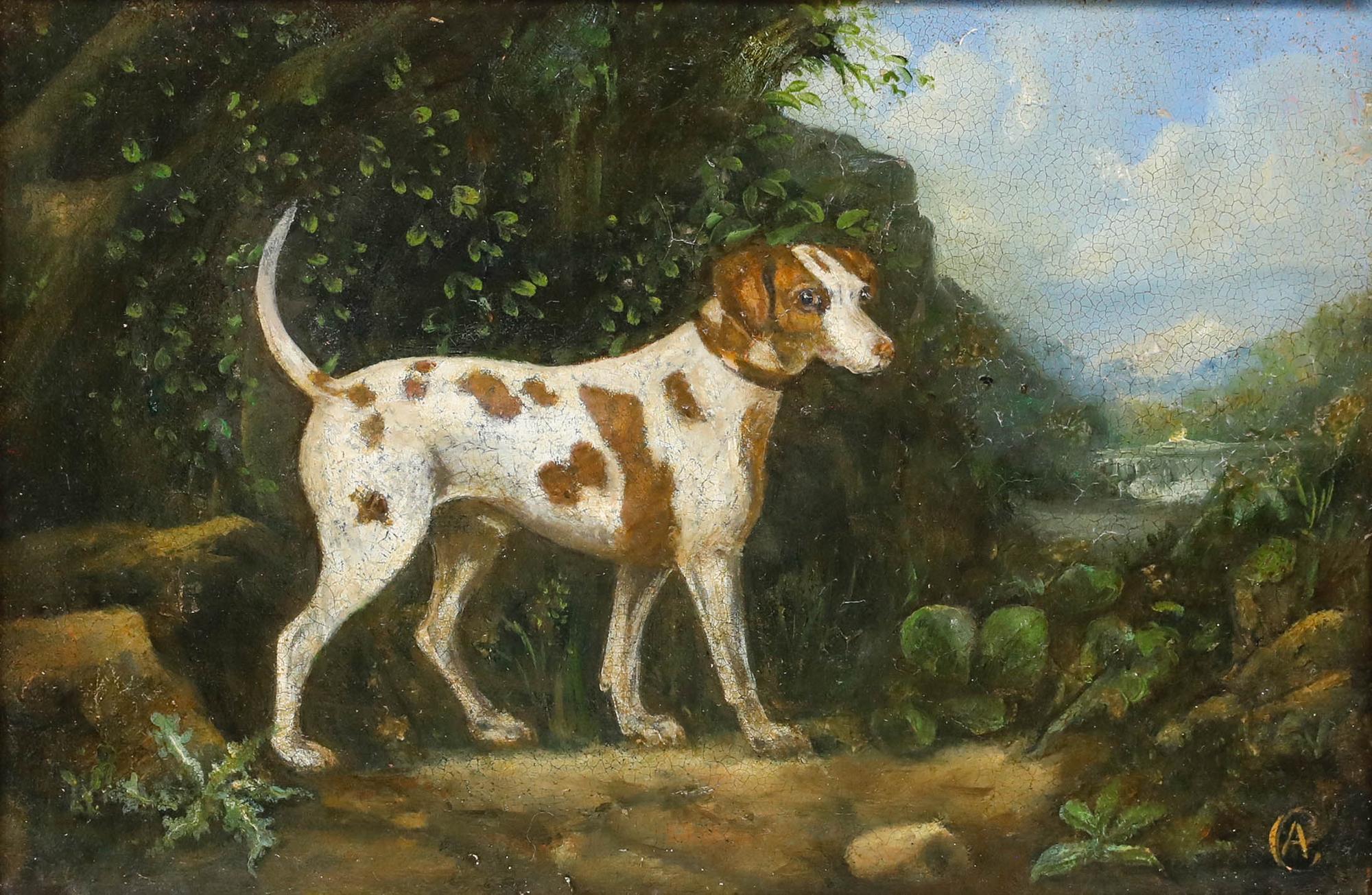 Dopo George Stubbs (1724-1806) - Olio del XIX secolo, Puntatore in un paesaggio - Painting di Unknown