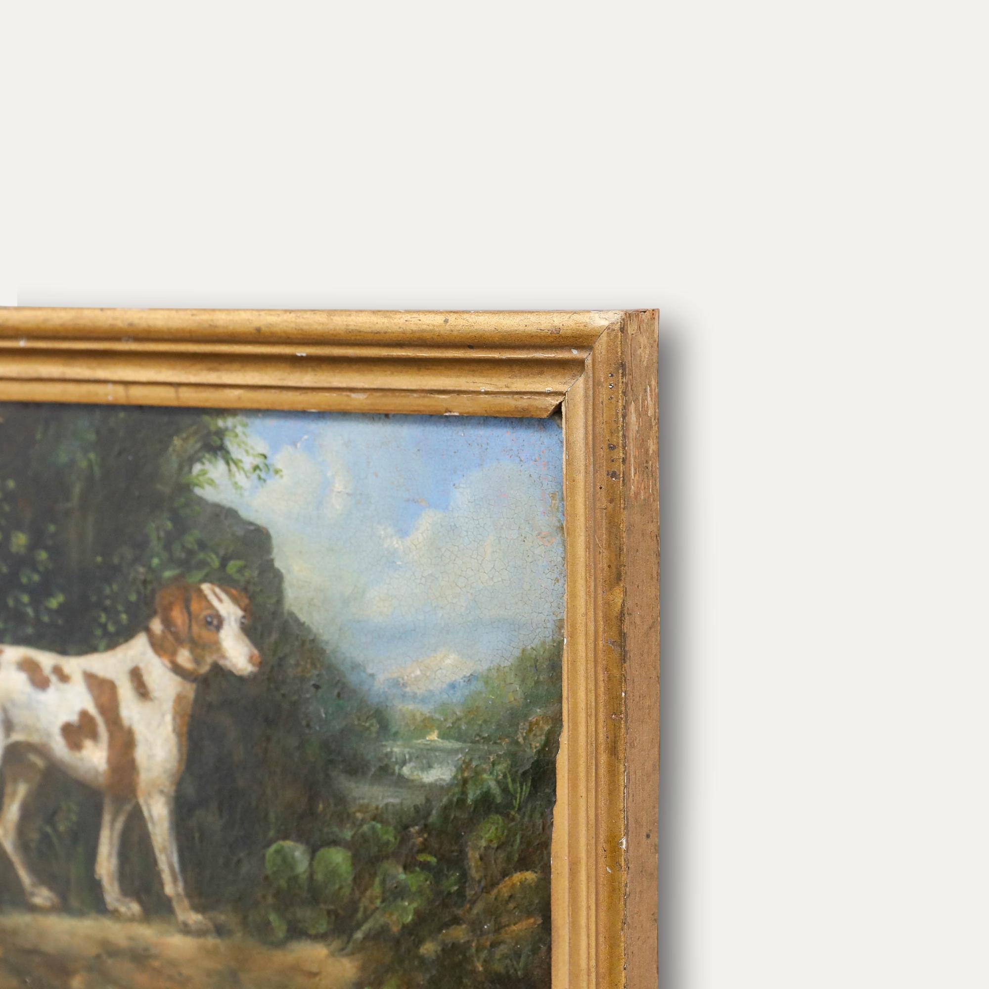 Dopo George Stubbs (1724-1806) - Olio del XIX secolo, Puntatore in un paesaggio in vendita 1