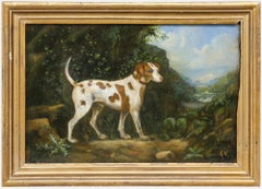 Dopo George Stubbs (1724-1806) - Olio del XIX secolo, Puntatore in un paesaggio