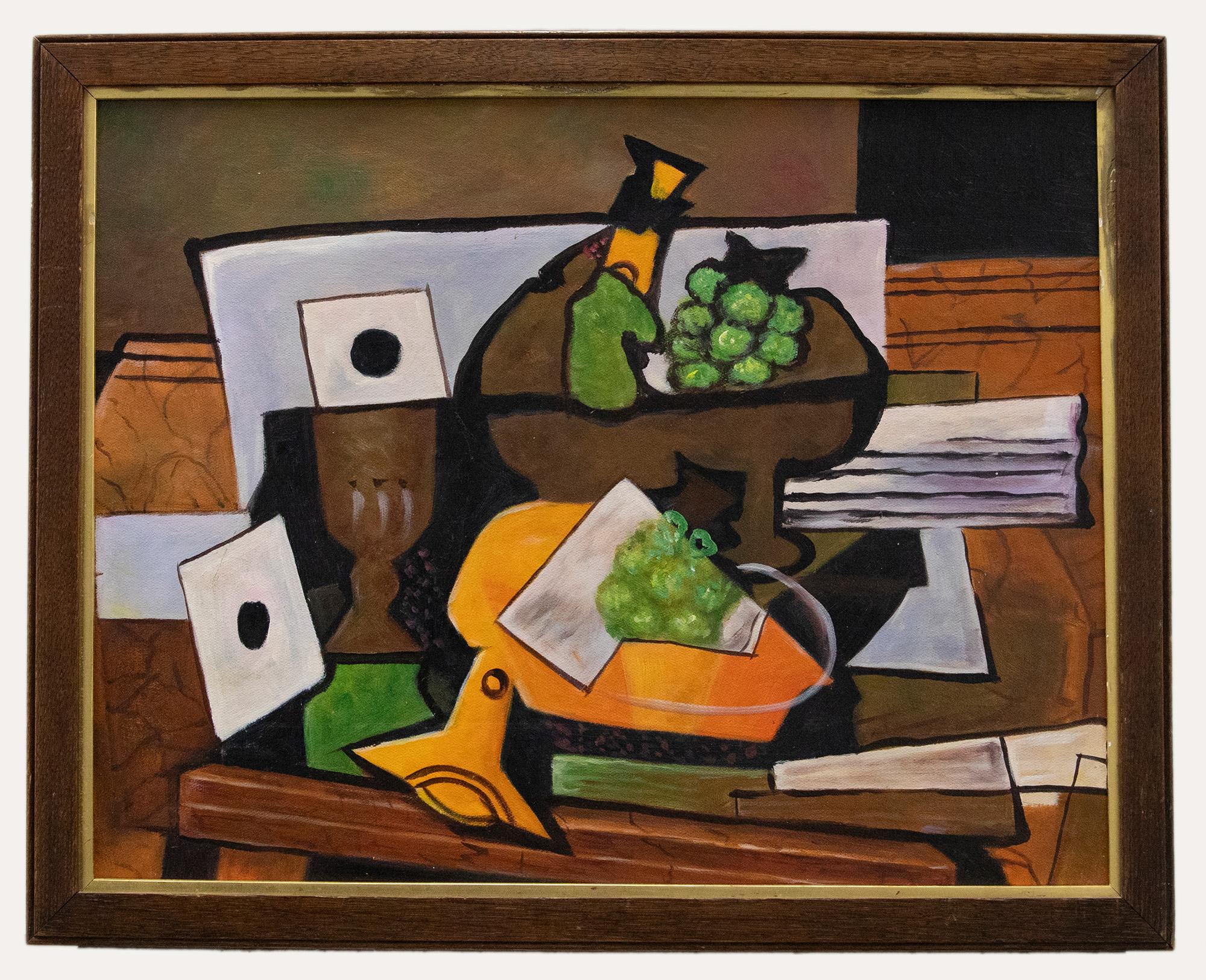 Unknown Still-Life Painting - After Georges Braque - 20th Century Oil, Still Life with Clarinet