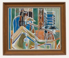 After Georges Braque - Framed Contemporary Oil, The Billiard Table