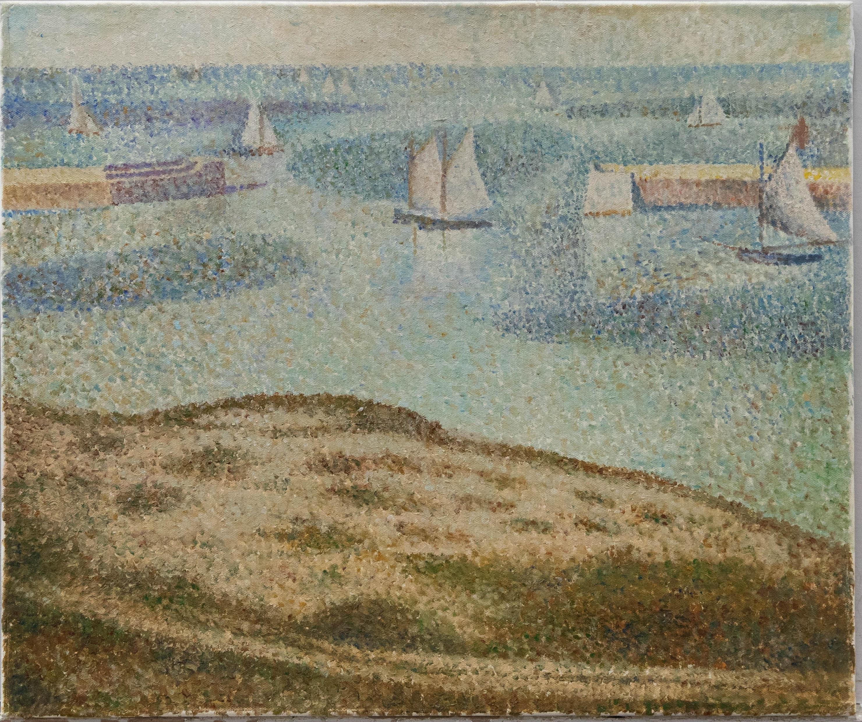 After Georges Seurat (1859-1891) - Contemporary Oil, Port-en-Bessin - Painting by Unknown