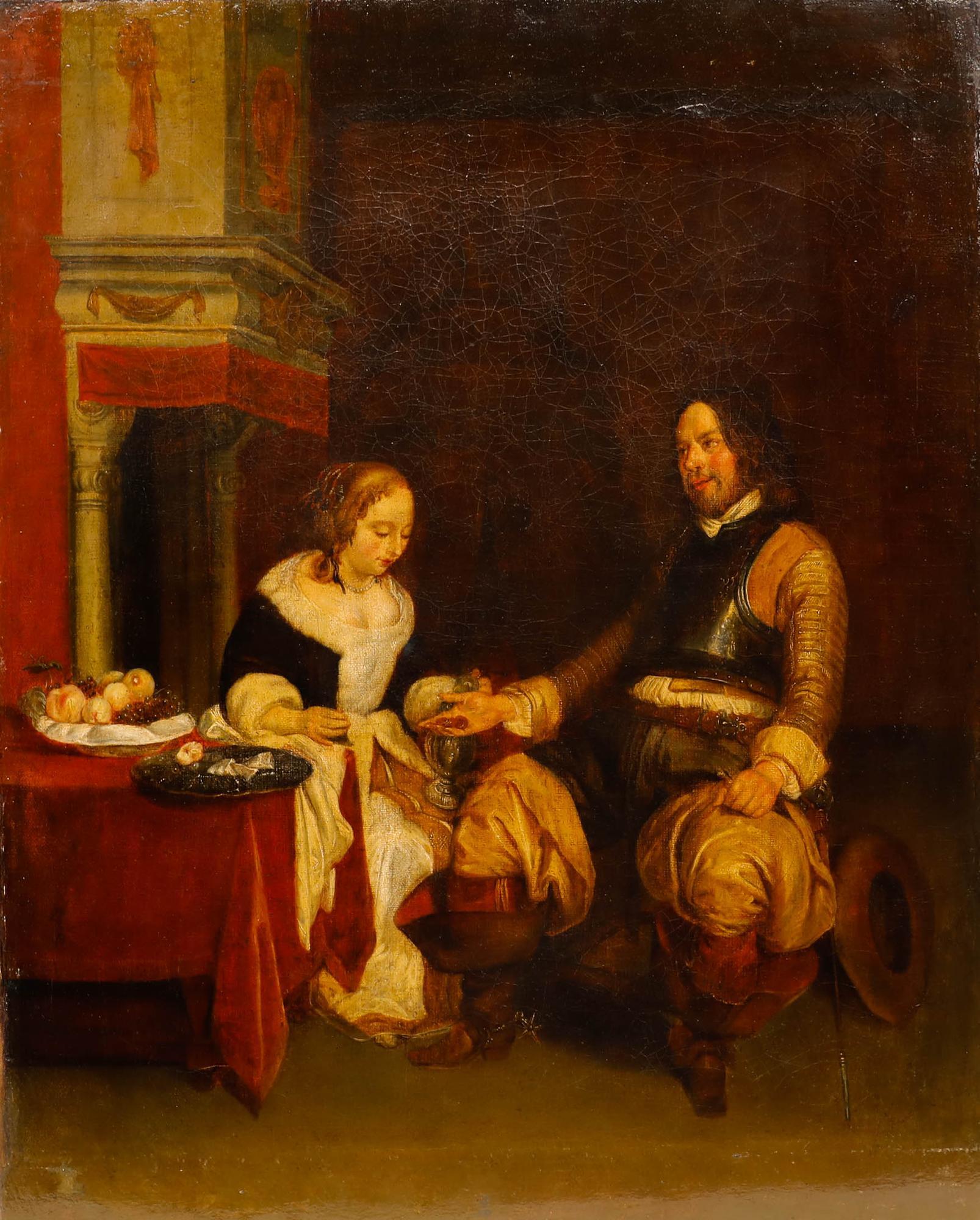 Huile du 19e siècle d'après Gerard ter Borch (1617-1681) - Painting de Unknown