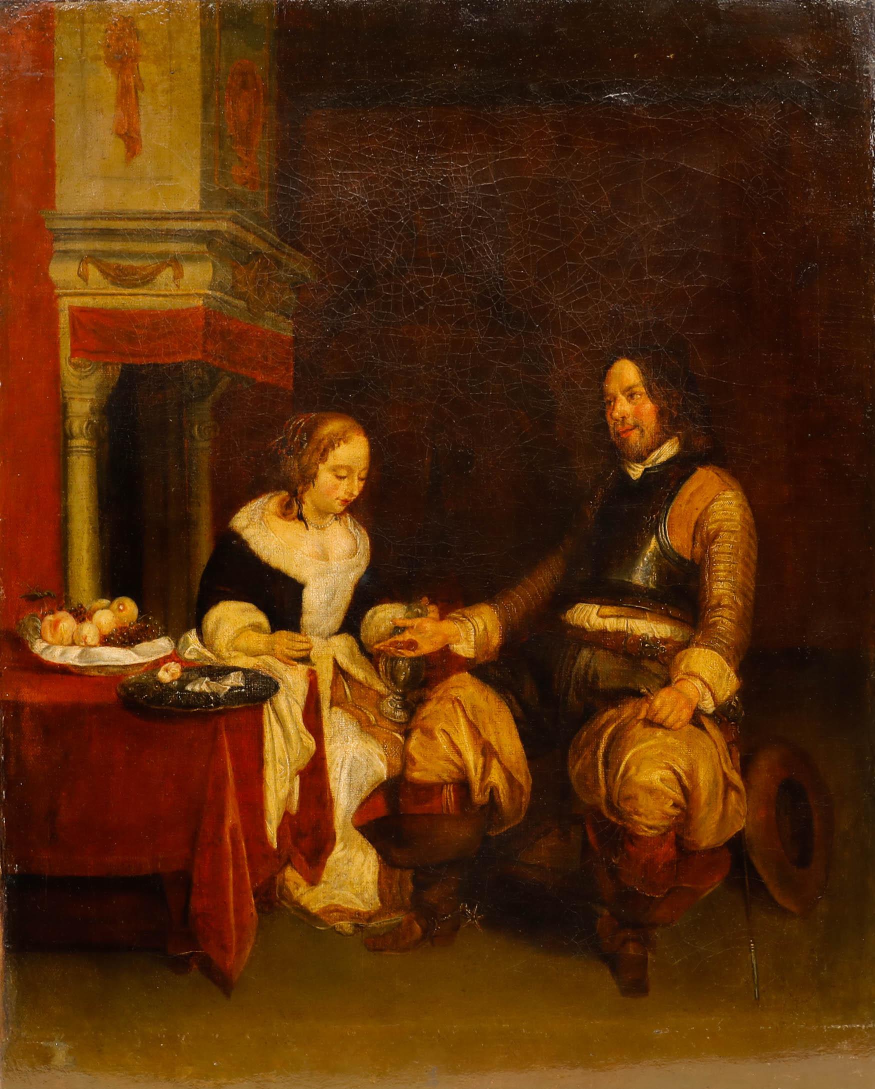 Huile du 19e siècle d'après Gerard ter Borch (1617-1681) en vente 1