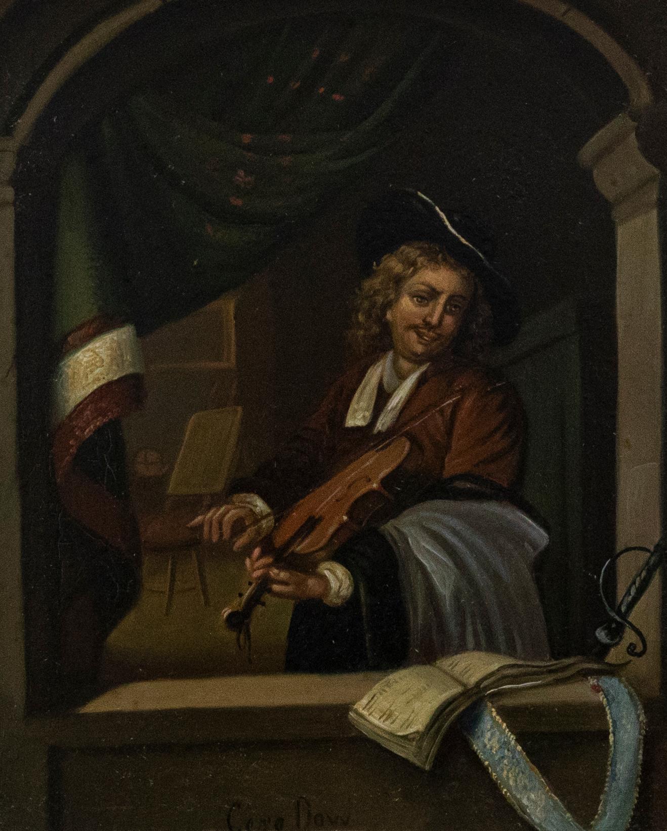 After Gerrit Dou (1613–1675) - 20th Century Oil, The Violin Player - Painting by Unknown