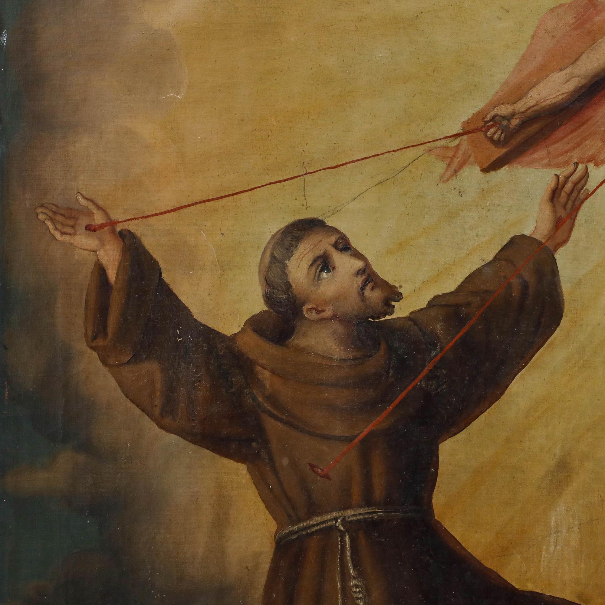 After Giotto - 19th Century Oil, Saint Francis Receiving the Stigmata For Sale 1