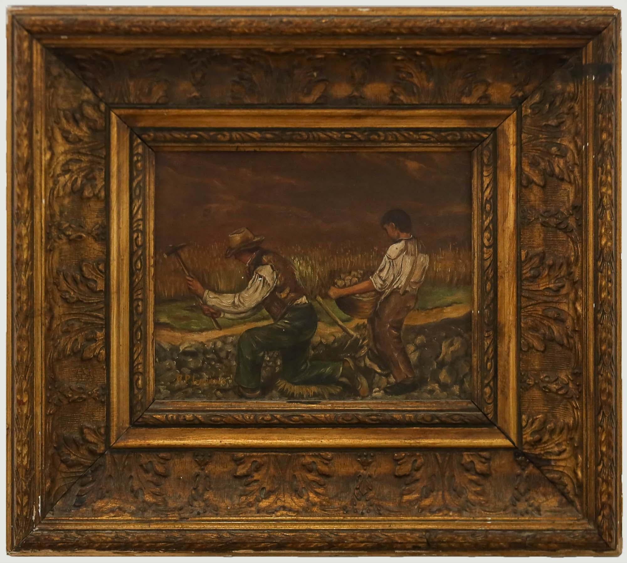 Figurative Painting di Unknown - Dopo Gustave Courbet (1819-1877) - Olio della metà del XX secolo, Gli spaccapietre