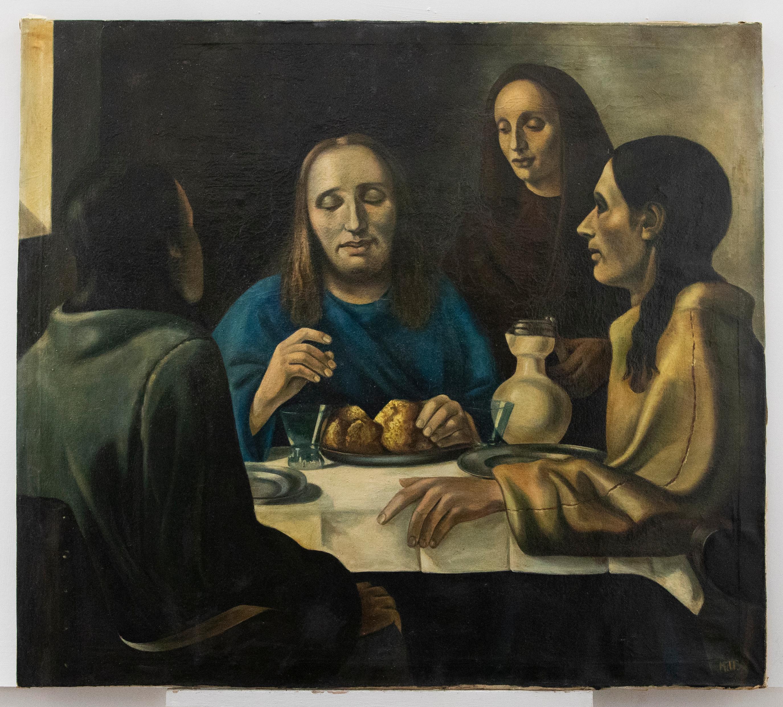 After Han van Meegeren (1889-1947) - Mid 20th Century Oil, Christ at Emmaus - Painting by Unknown