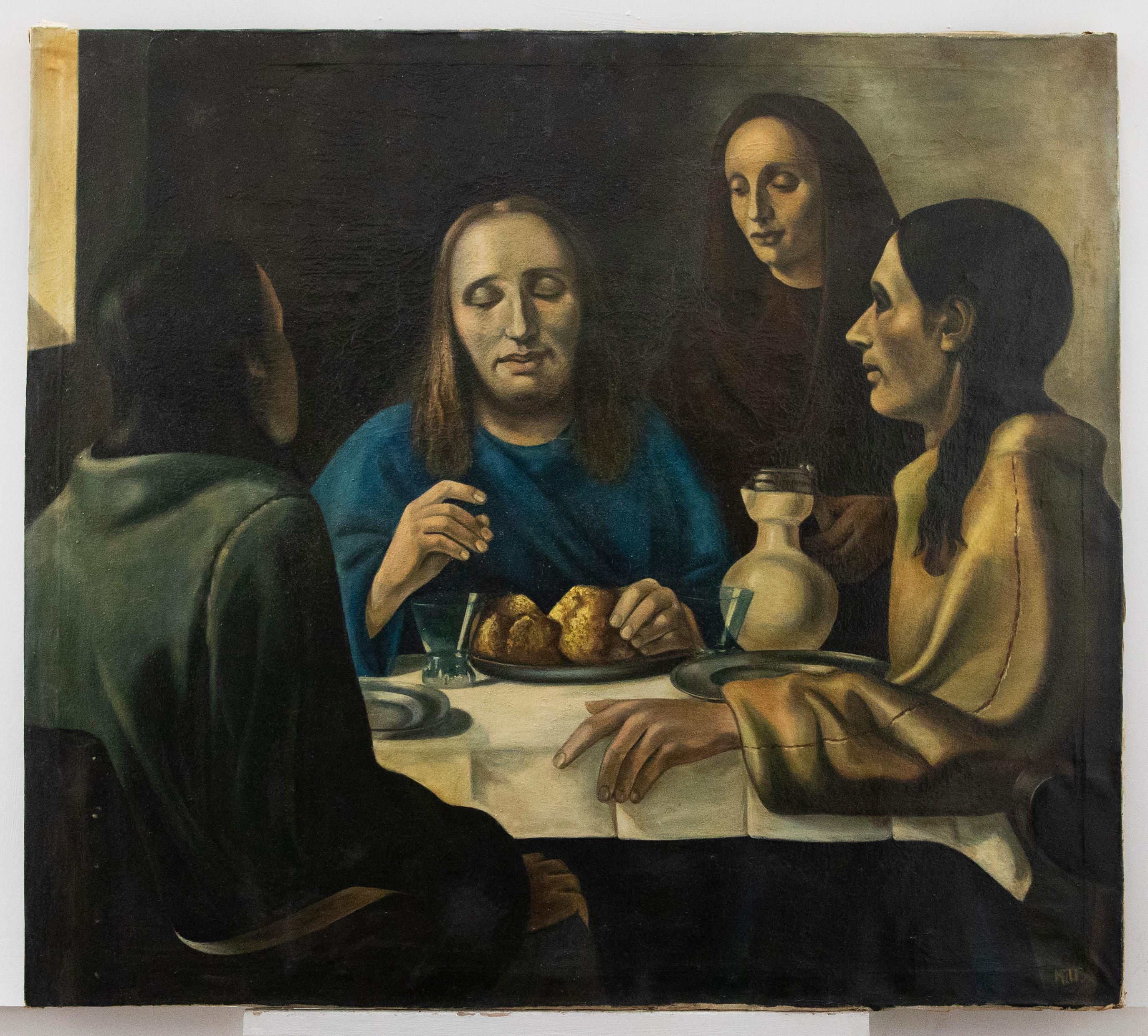 Dopo Han Van Meegeren (1889-1947) - Metà del XX secolo Olio, Cristo in Emmaus - Painting di Unknown