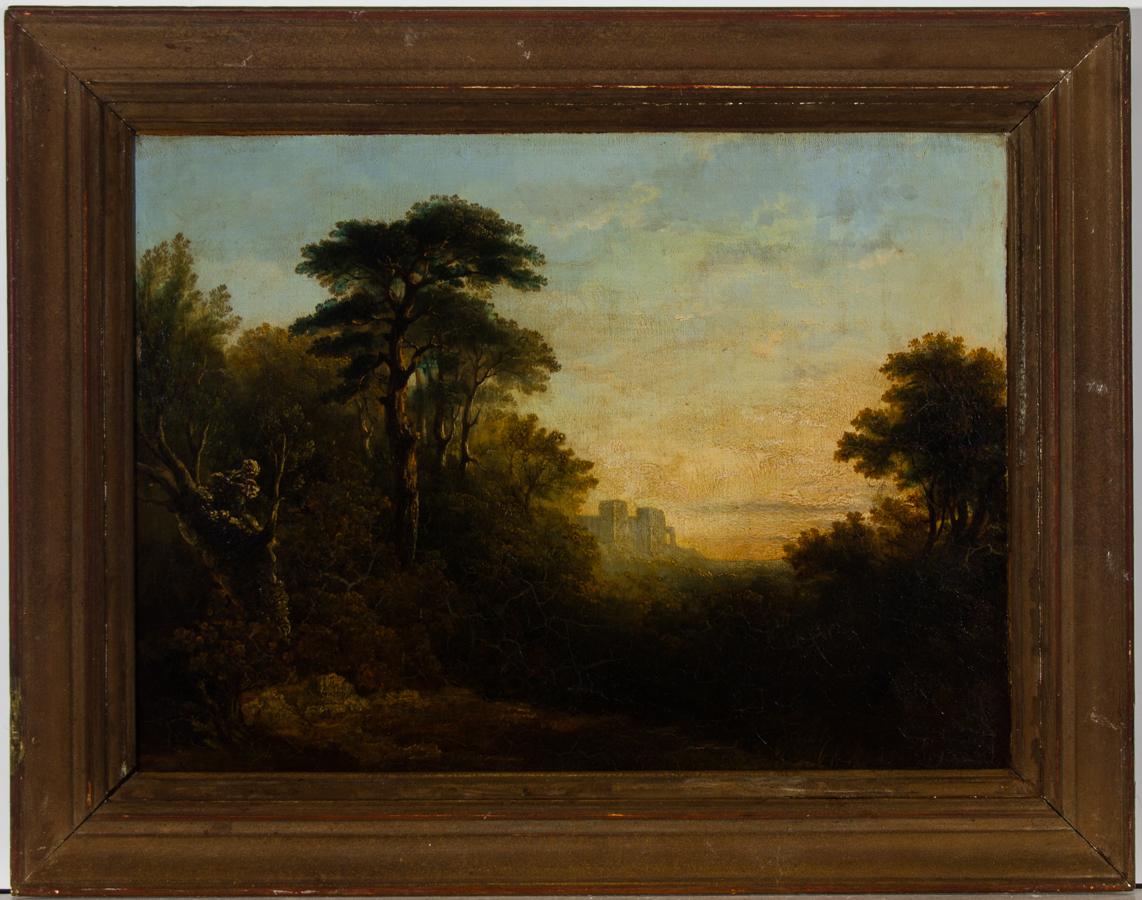 Unknown Landscape Painting - After Heiter - Framed Late 19th Century Oil, Grand Forest Landmark