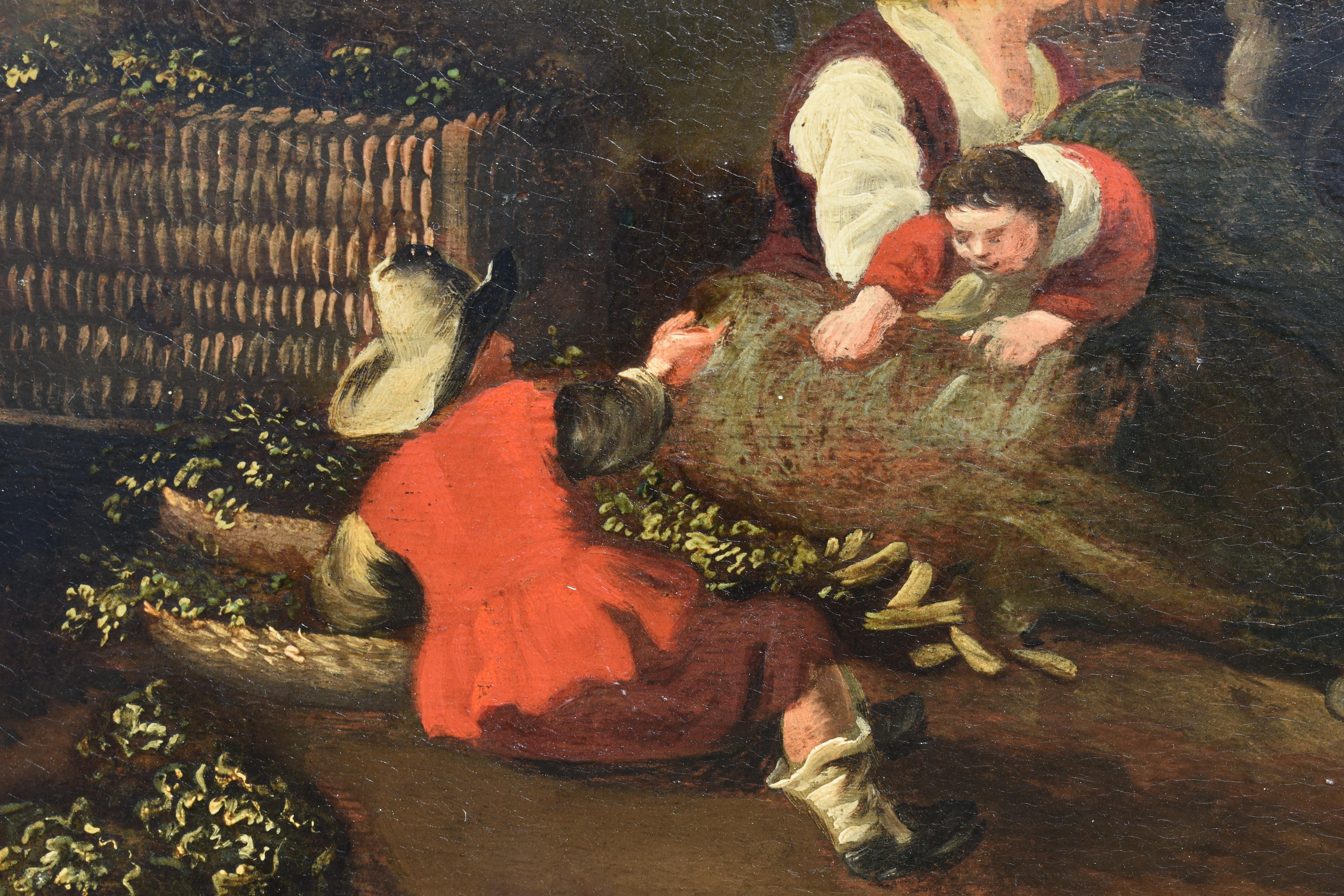 Dopo Hendrick MOMMERS (1623-1693) Mercato delle verdure di Haarlem c1750 Pittura a olio - Figurative Painting Marrone di Unknown