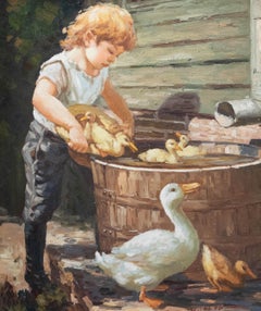 After Henry Grant Plumb - Framed Contemporary Oil, Mother's Helper