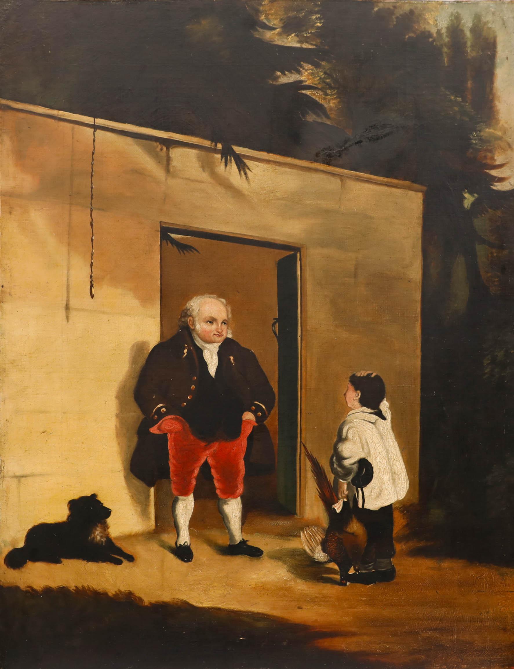 Ein charmantes Öl aus der Mitte des 19. Jahrhunderts von Henry Watson, nach Henry Liverseege (1802-1832). Das Kunstwerk zeigt eine Begegnung zwischen einem kleinen Jungen und einem Anwohner, der versucht, seine Fasane zu peitschen. Signiert und