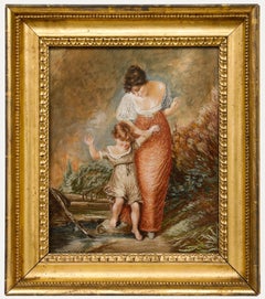 After Henry Thomson RA (1773-1843) - George III Silkwork, Crossing the Brook