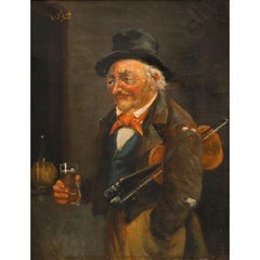 D'après Hermann Kern (1838-1912) - Early 20th Century Oil, The Fiddle Player