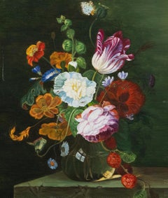 After Jacob van Walscapelle - 20th Century Oil, Flowers in a Vase on a Ledge