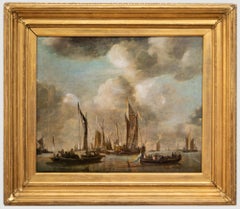 After Jan van de Cappelle - Fine 19th Century Oil, Dutch Yacht Firing a Salute
