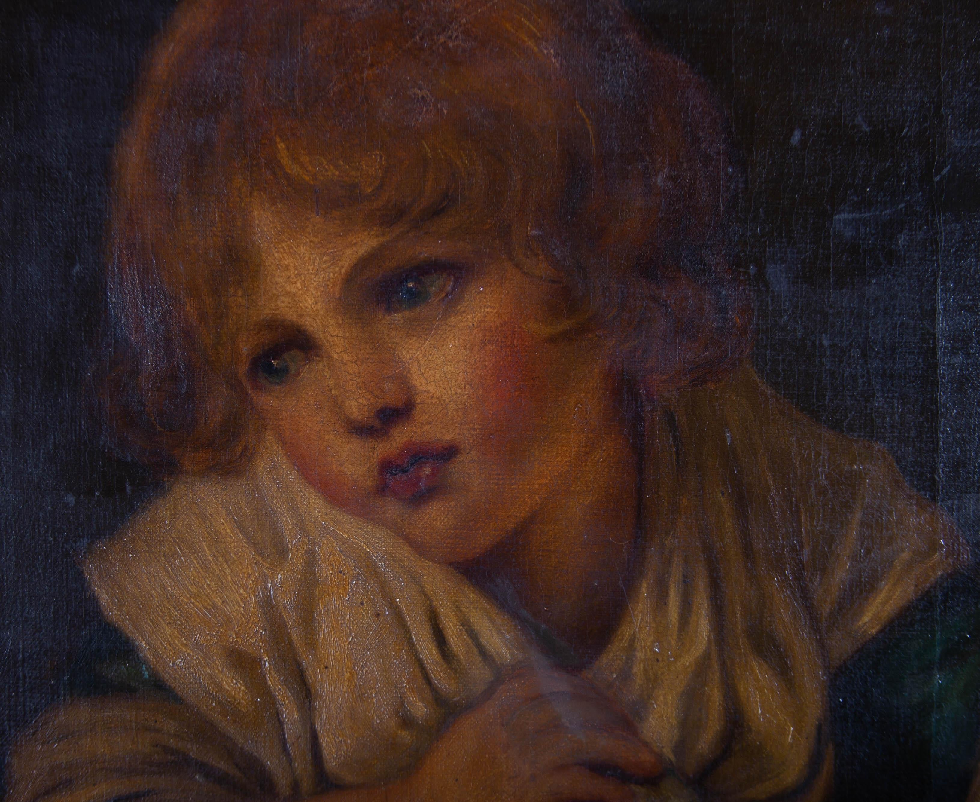 After Jean-Baptiste Greuze (1725â€“1805) - Late 19th Century Oil, Child With - Brown Portrait Painting by Unknown