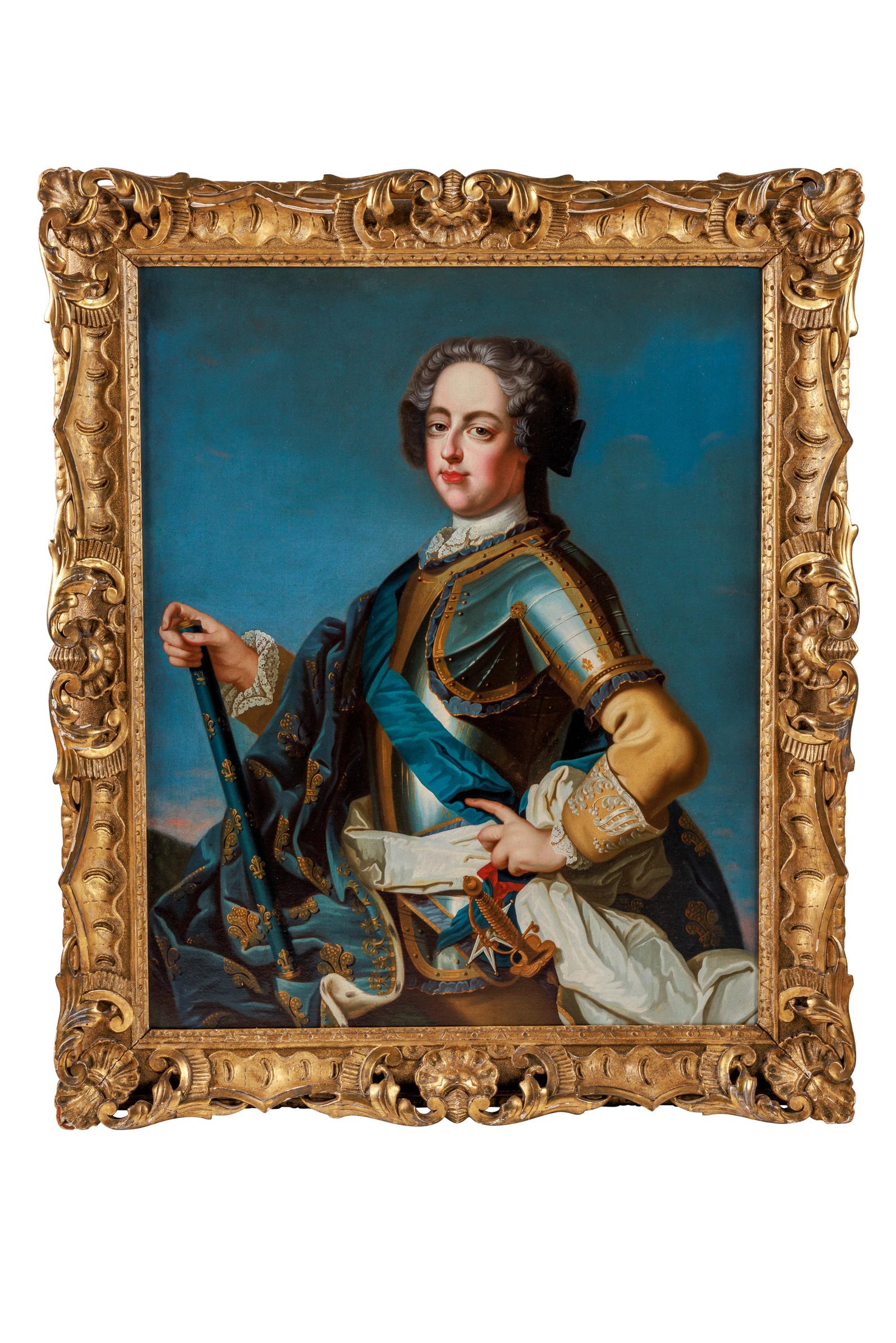 Portrait Painting Unknown - D'après Jean-Baptiste Van Loo, portrait du roi Louis XV de France (1710-1774)