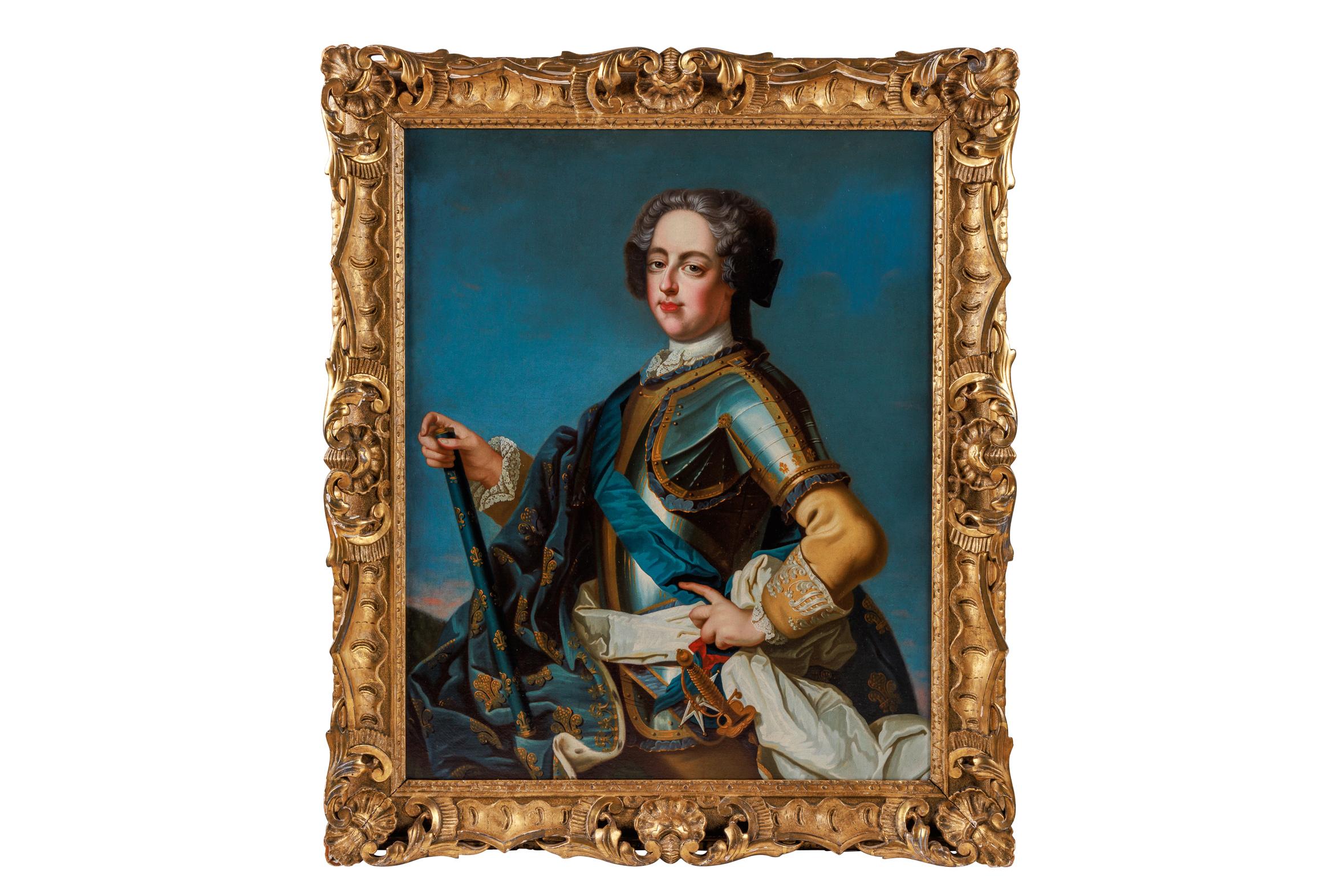 D'après Jean-Baptiste Van Loo, portrait du roi Louis XV de France (1710-1774) - Painting de Unknown